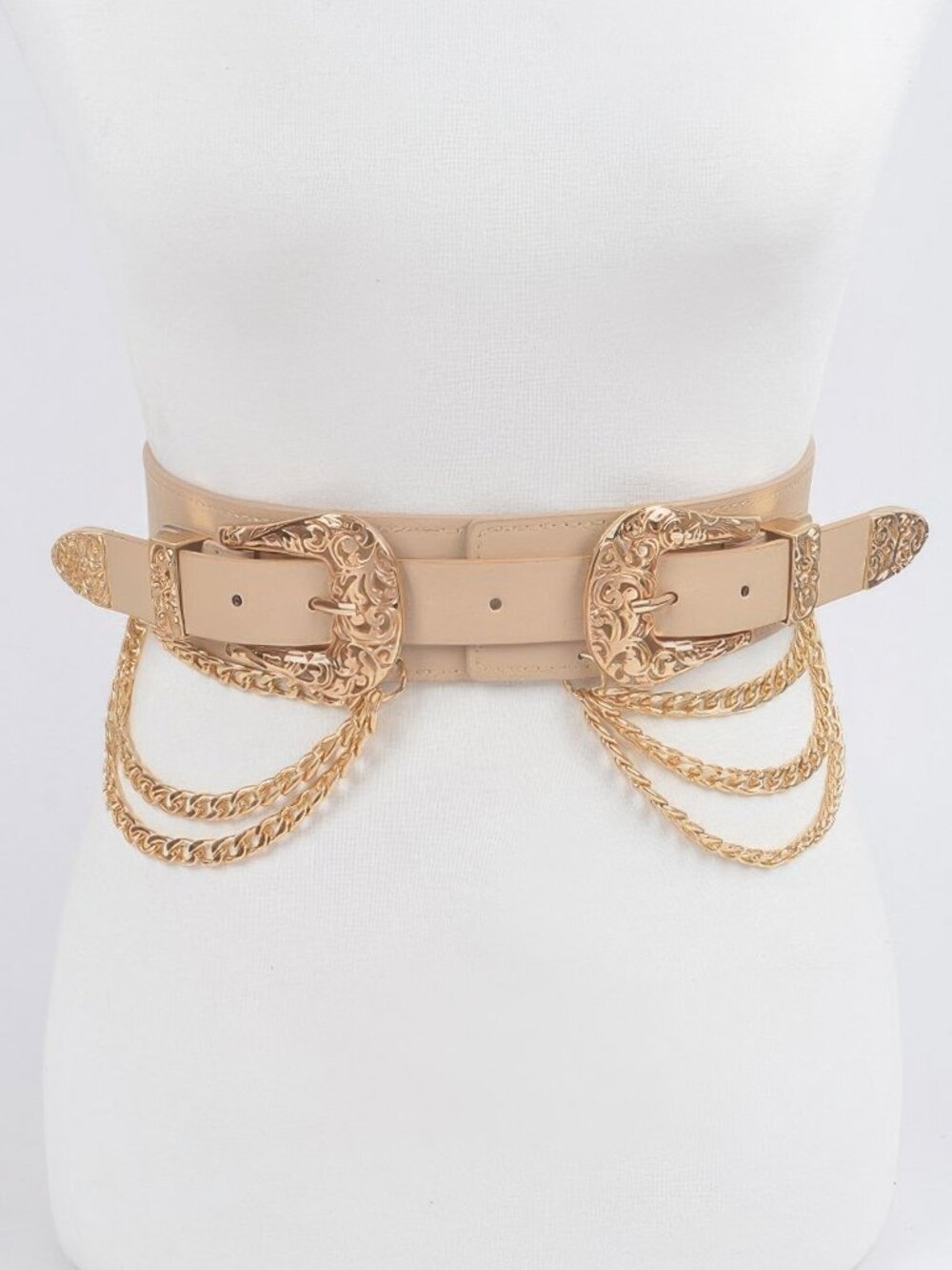 Multi Metal Chain Layered Stretch Belt